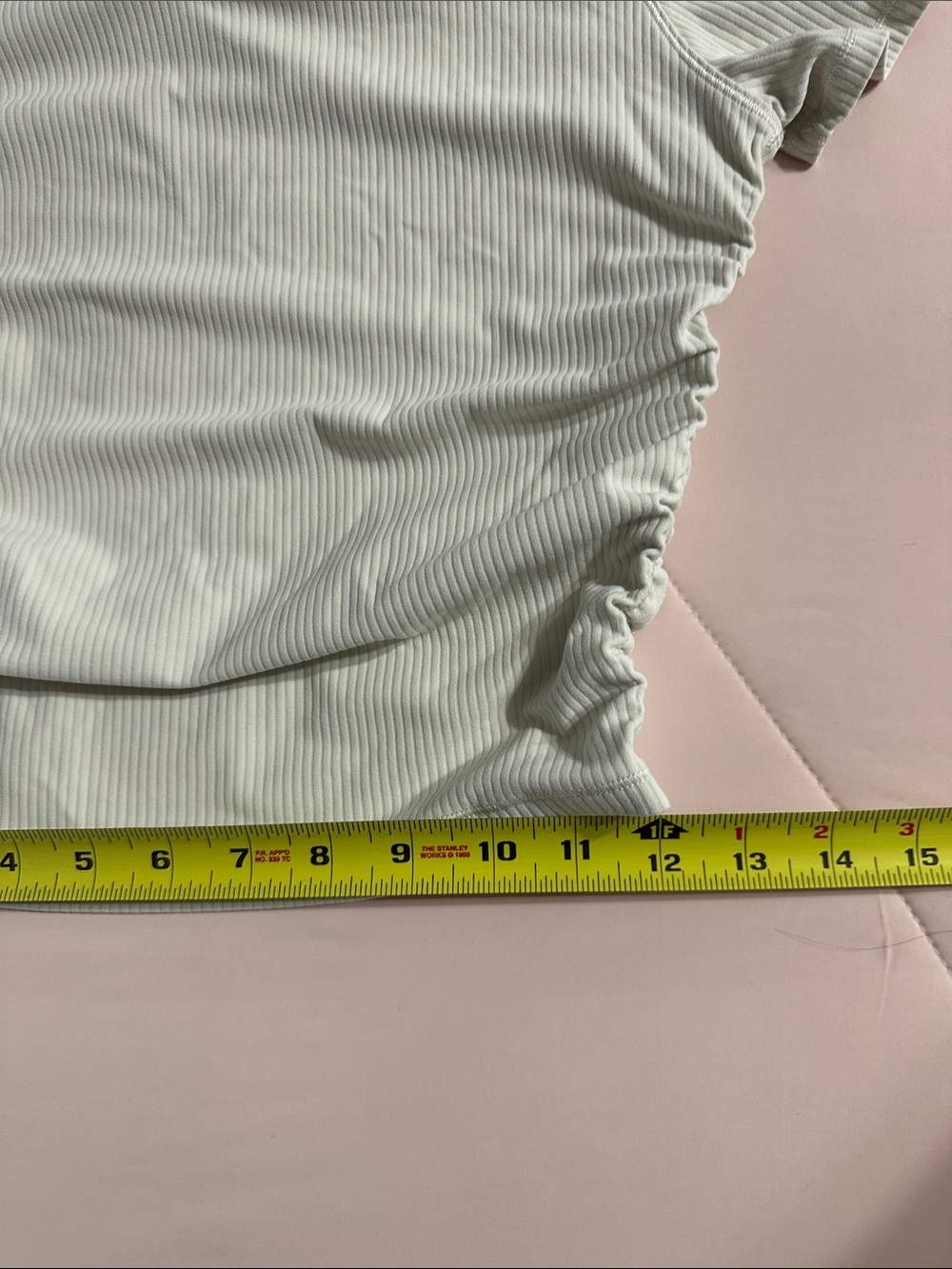 Lululemon Ribbed Short-Sleeve, cropped, Ruched Tee - 6 - Picture 8 of 10